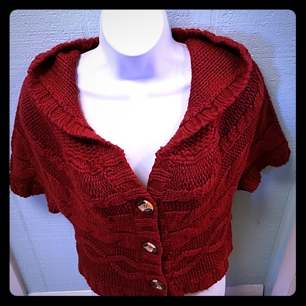 Blue Asphalt  Red Crop Sweater